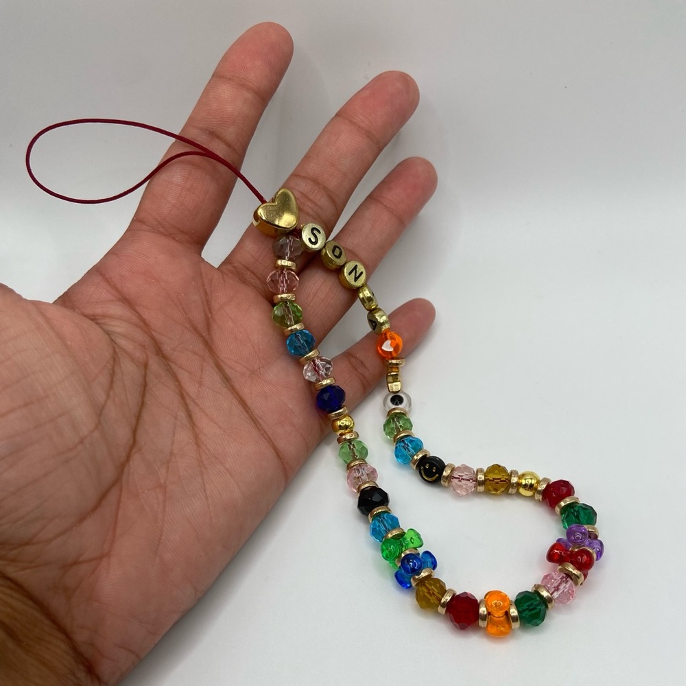 Y2K Inspired Trendy Name Personalized Beaded Phone Case Lanyard Wrist Strap